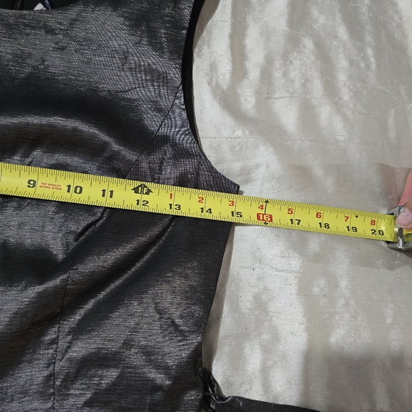 Tommy Hilfiger Metallic Dark Silver Stretch Taffeta Fit & Flare Dress - Picture 10 of 14